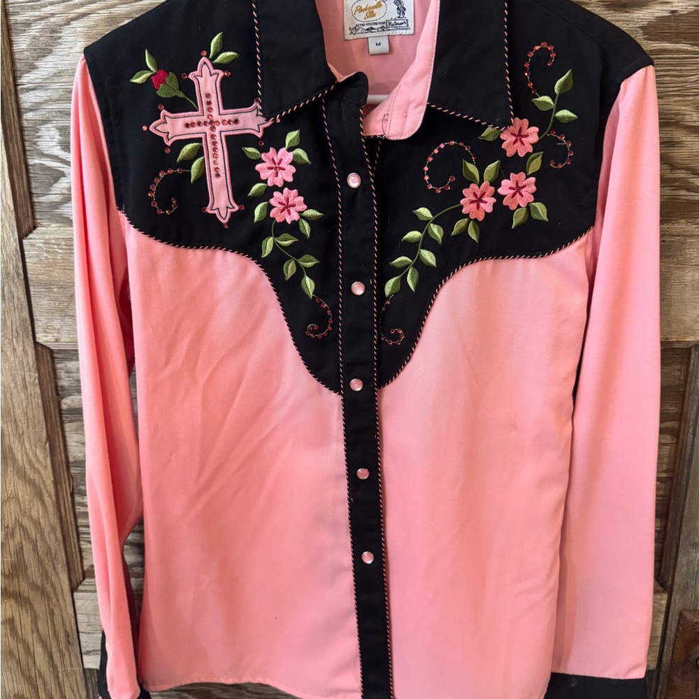 Panhandle Slim Retro Pink and Black Womens Western Shirt